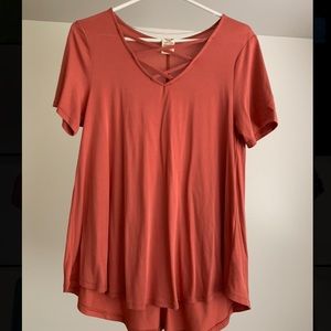 Dark watermelon crisscross shirt